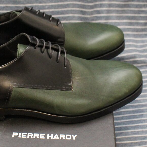 Pierre Hardy Black Calf and Olive Cordovan Leather Oxfords main image 4